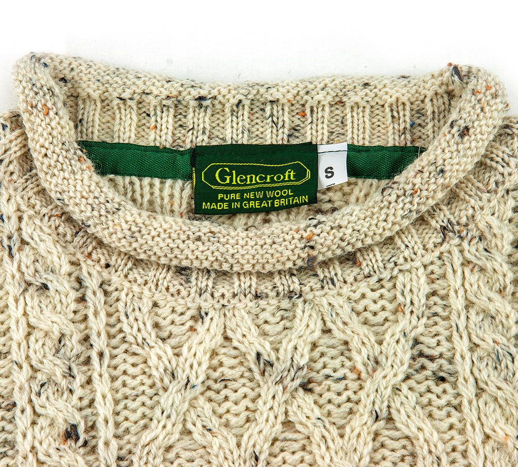 Roll Collar Aran Jumper close up