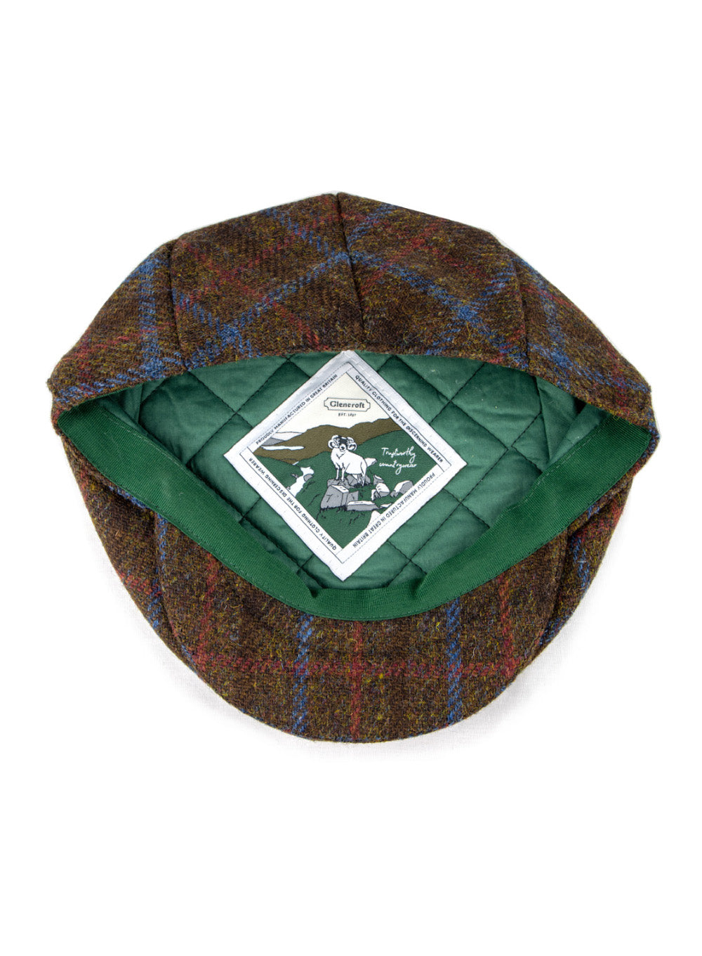 Harris Tweed Flat Cap British Made - Brown Check