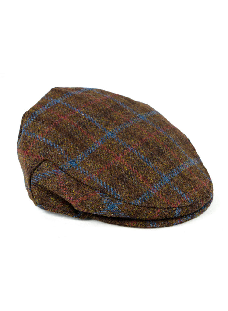 Harris Tweed Flat Cap British Made - Brown Check