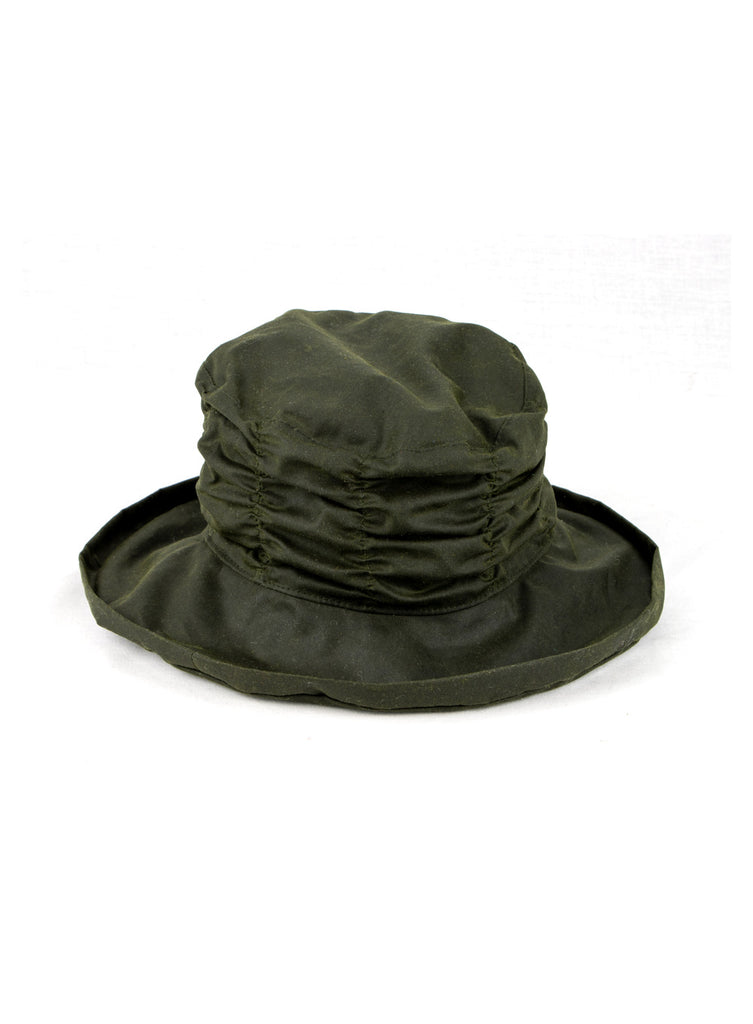 Waxed Cotton Ruched Cloche Hat