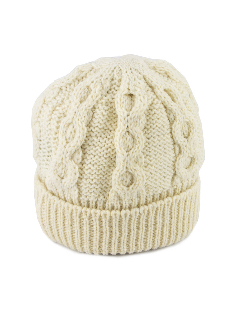 British Wool Aran Beanie Hat