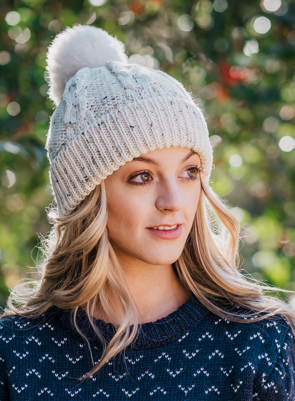 Genuine Sheepskin Bobble Aran Beanie Hat