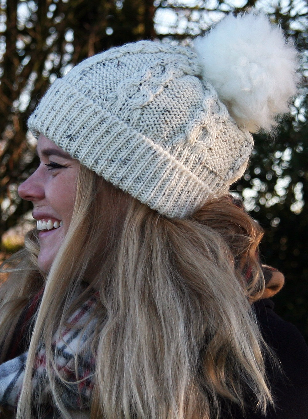 Genuine Sheepskin Bobble Aran Beanie Hat