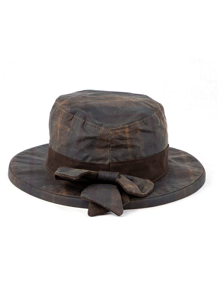 Waxed Cotton Ladies Bow Wide Brim Hat