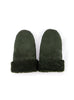 Dark Green Ladies Whole Piece Sheepskin Mittens