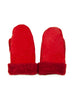 Bright Red Ladies Whole Piece Sheepskin Mittens