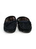 Navy Moccasins with Tartan Fabric Lining