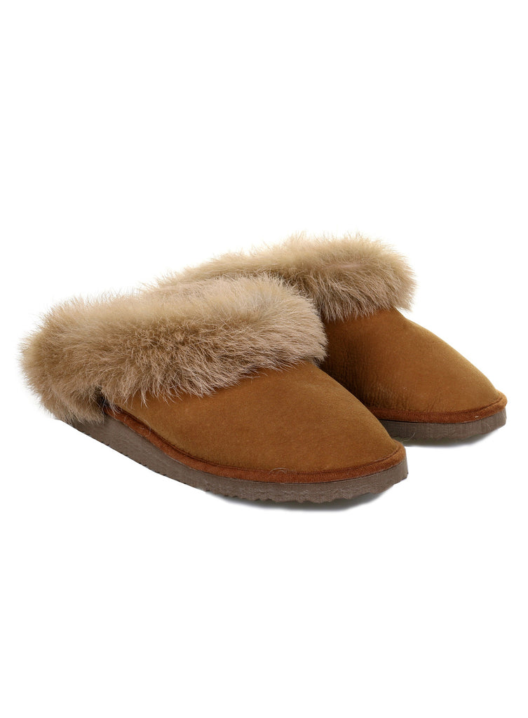 Real Sheepskin Collared Mule with Sole