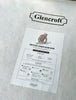 Back of a sheepskin rug showing Glencroft ink stamp and rug washing instructions sticker