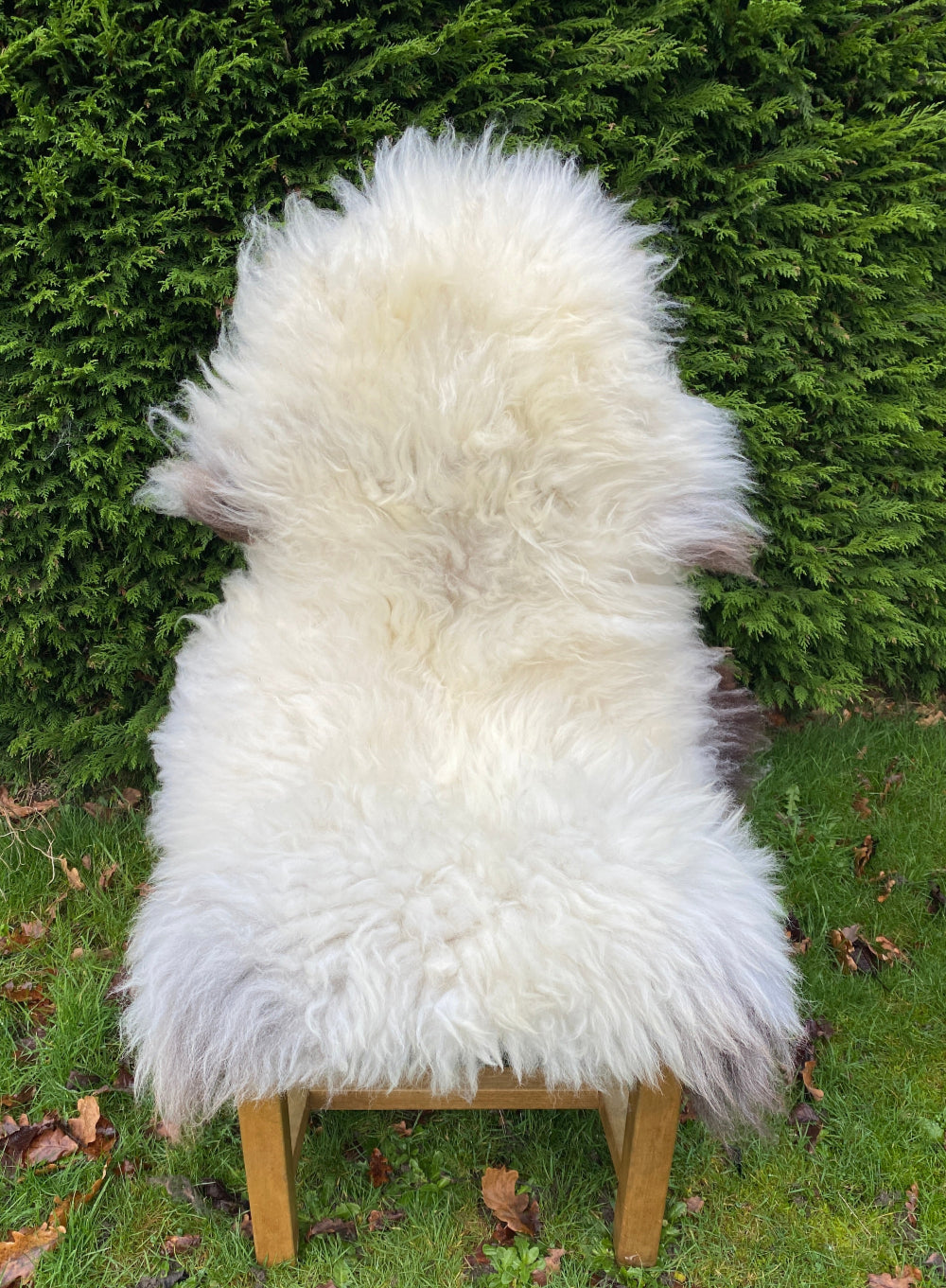 Cream sheepskin on chair