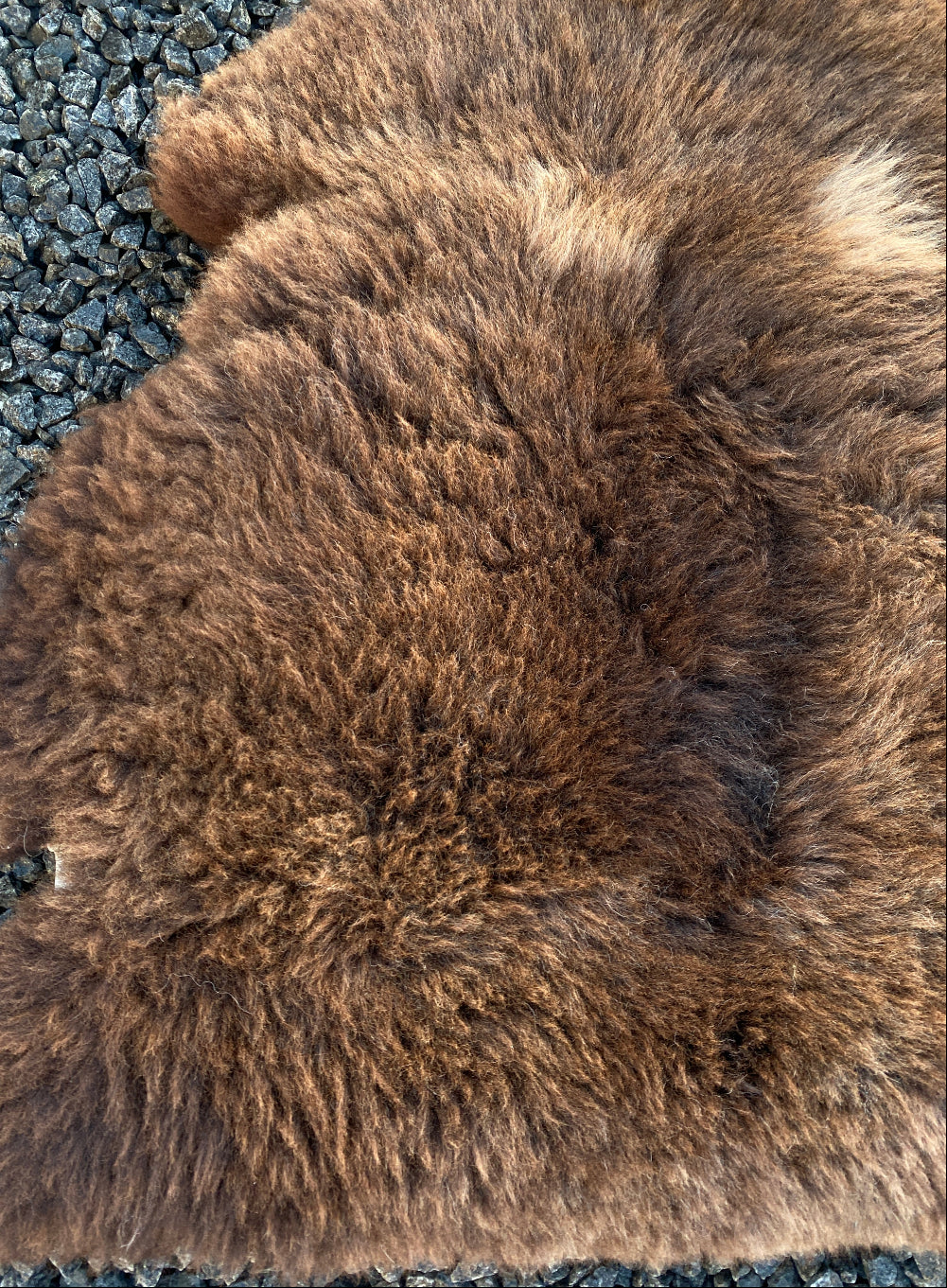 Brown sheepskin rug close up