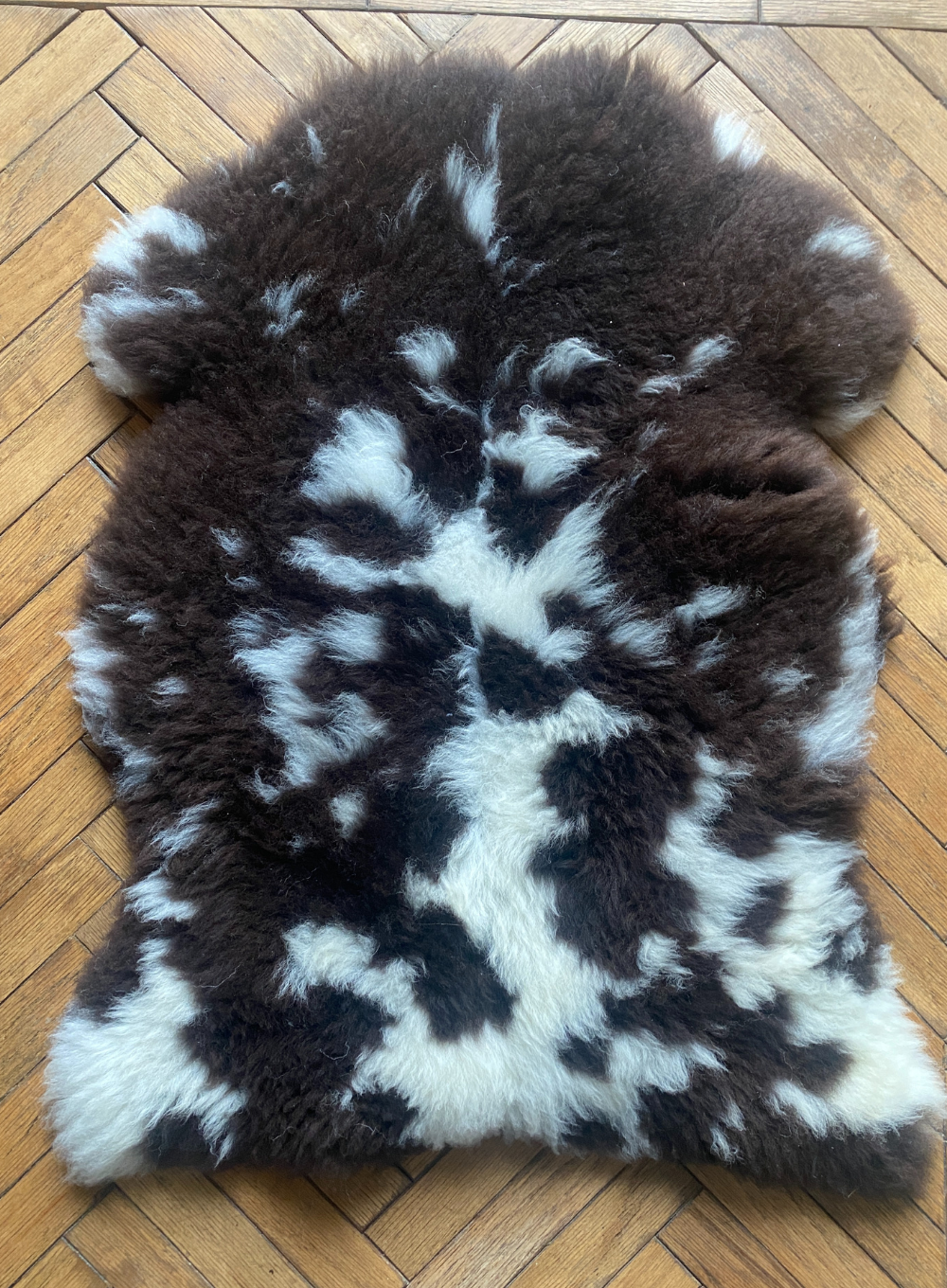 Brown and cream sheepskin rug 