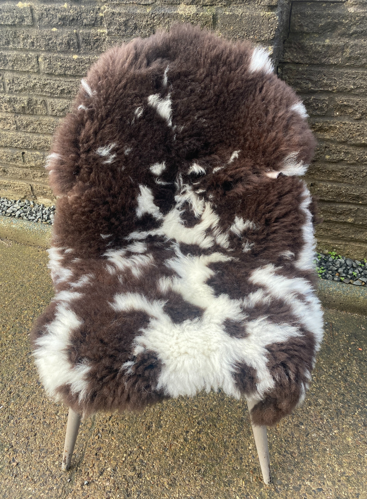 Brown and cream sheepskin rug 