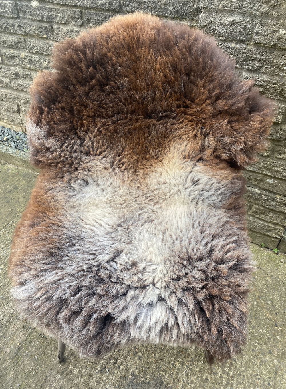 Brown and grey sheepskin rug 