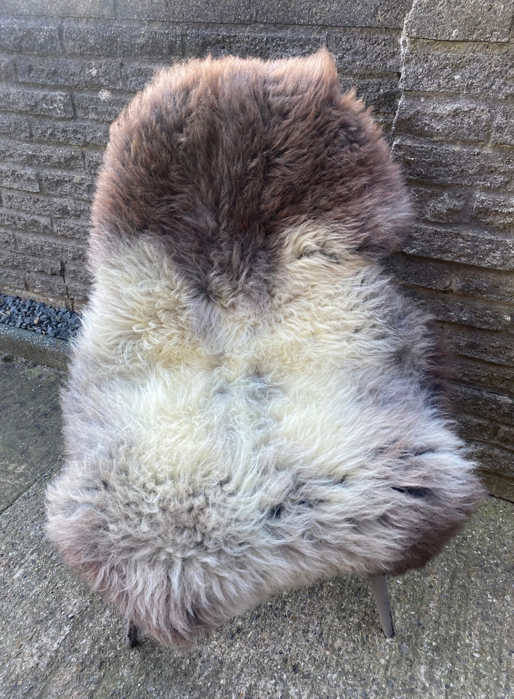 Brown and grey sheepskin rug 