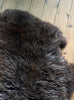 Brown sheepskin rug close up
