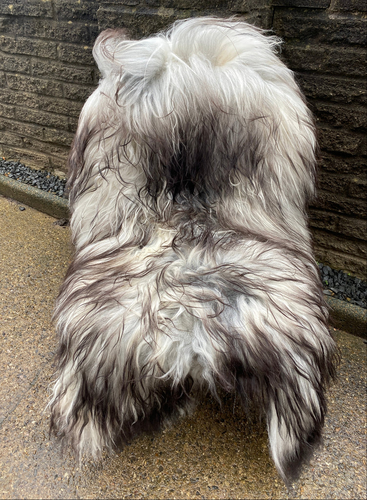 Black, white and grey sheepskin rug 