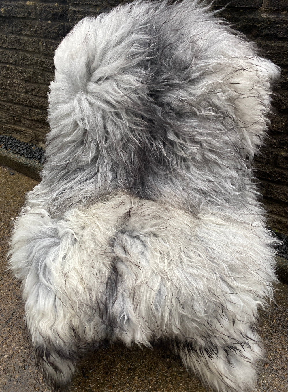 Grey and white sheepskin rug 