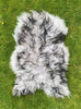 Black tipped Icelandic sheepskin rug laid flat