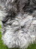 Black tipped Icelandic sheepskin rug close up 