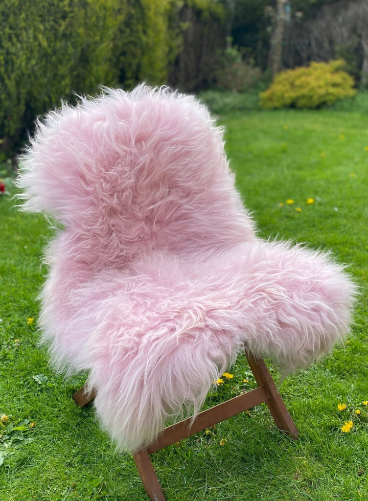 Pink Icelandic rug on chair 