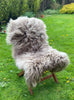 Taupe Light brown Icelandic rug on chair 