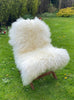 White Icelandic rug on chair 