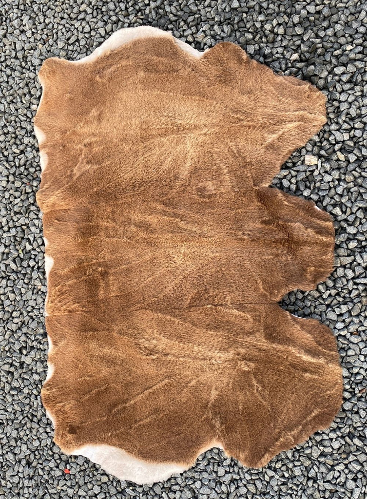 Brown short wooled triple sheepskin rug 