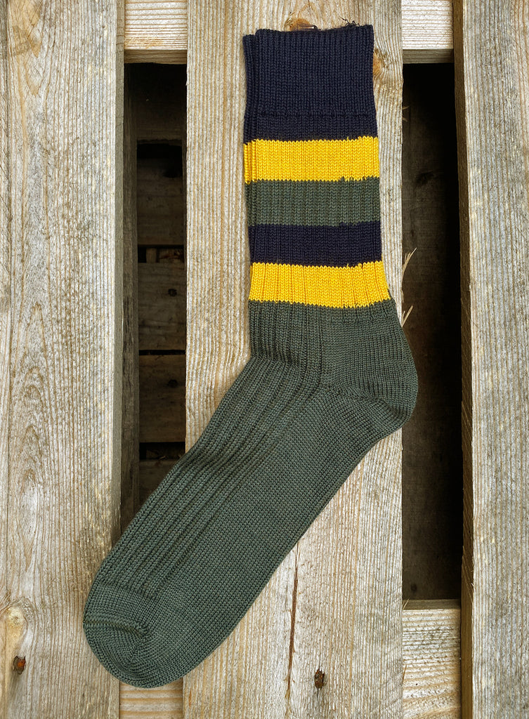 Yorkshire Made Green Stripey Wool Socks