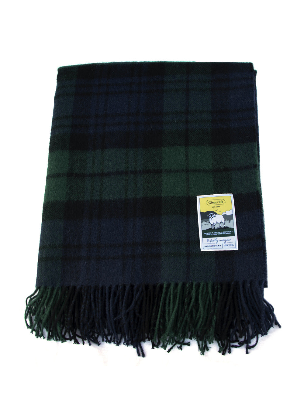 100% Wool Tartan Travel Rug - Black Watch