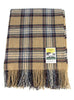 100% Wool Tartan Travel Rug - Stewart Camel