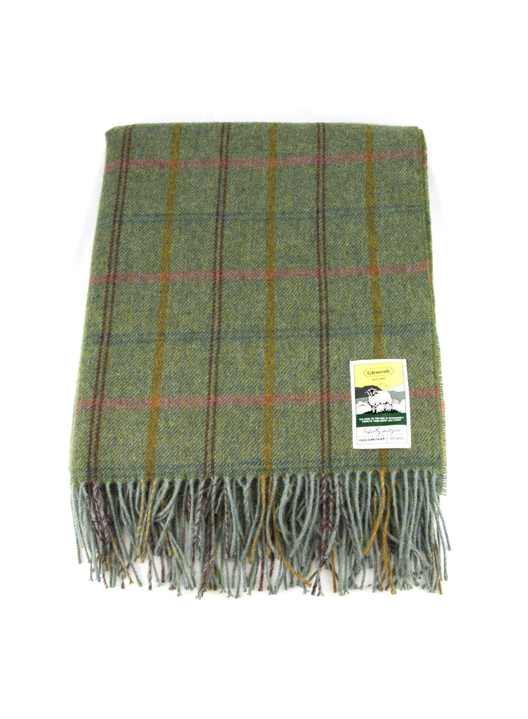 100% Wool Travel Rug - Glencroft Green Plaid