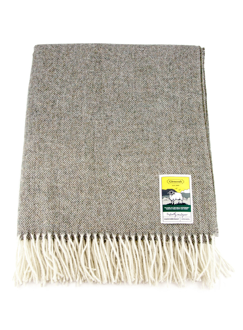 100% Wool Grey Herringbone Travel Rug