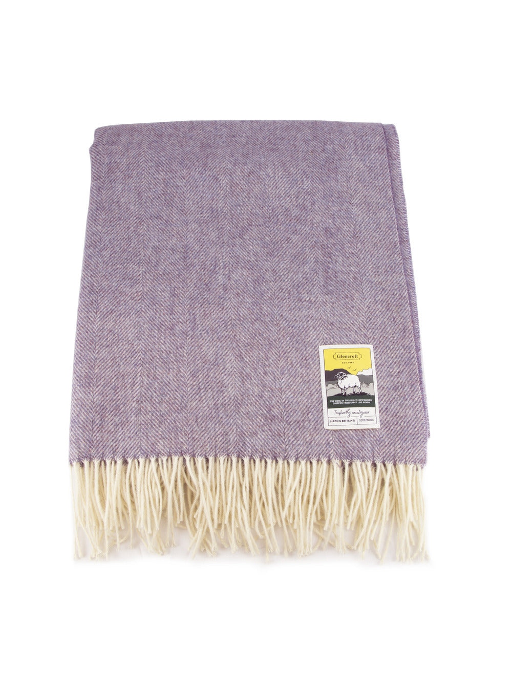 100% Wool Purple Heather Herringbone Travel Rug