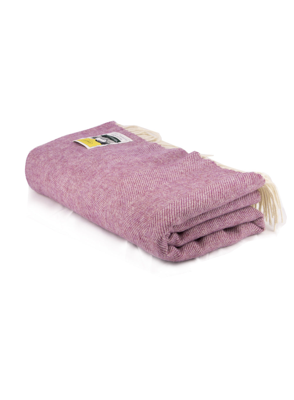 100% Wool Pink Herringbone Travel Rug Throw