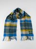 100% Cashmere Scarf Blue Yellow Check