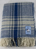 Blue plaid chunky wool travel rug