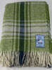 Green plaid chunky wool travel rug