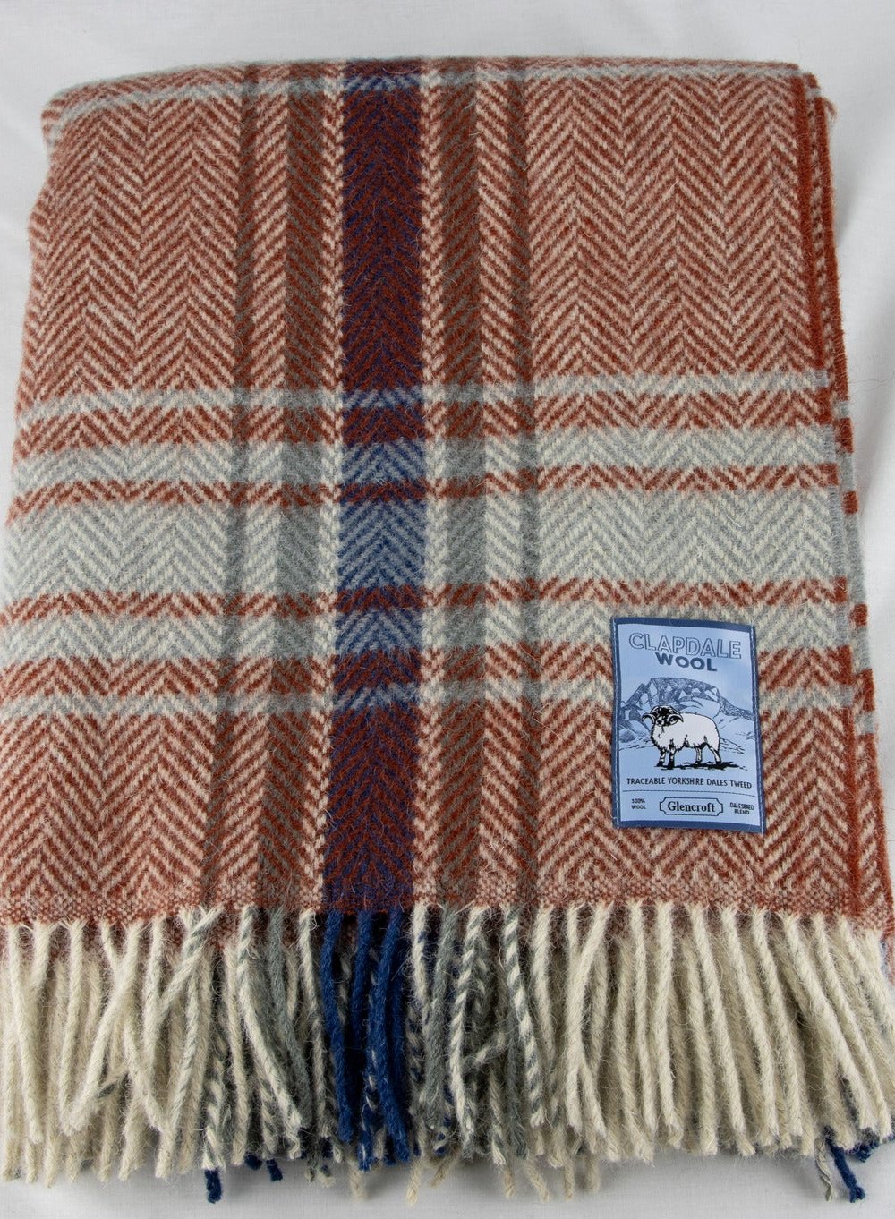 Red plaid chunky wool travel rug