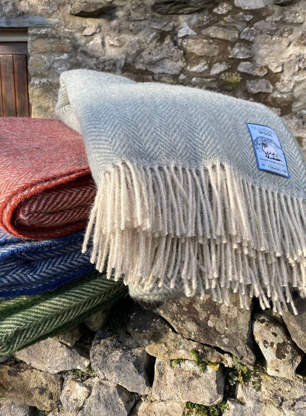 Herringbone throws on dry stone wall 