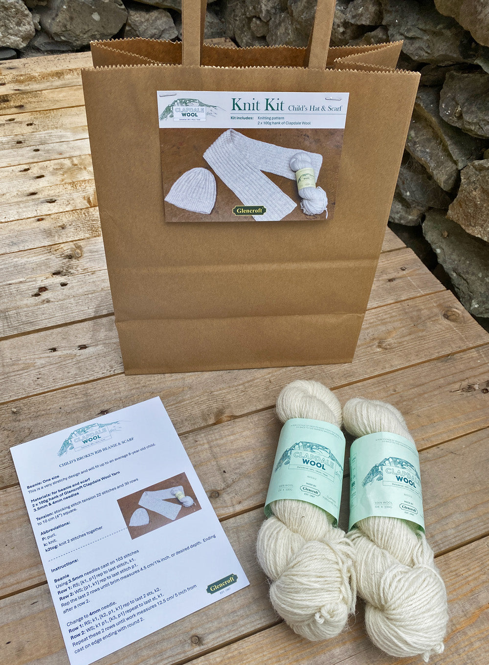 Clapdale Wool Knit Kit - Kids Scarf and Beanie Set