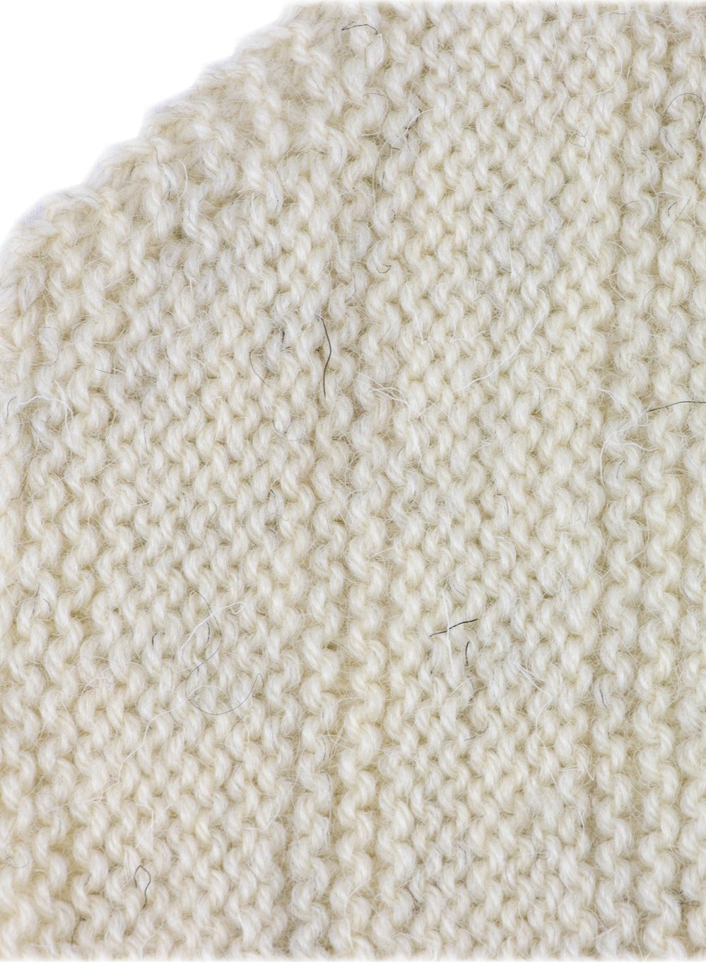 Clapdale Wool hank hand knitted bias scarf - zoomed in