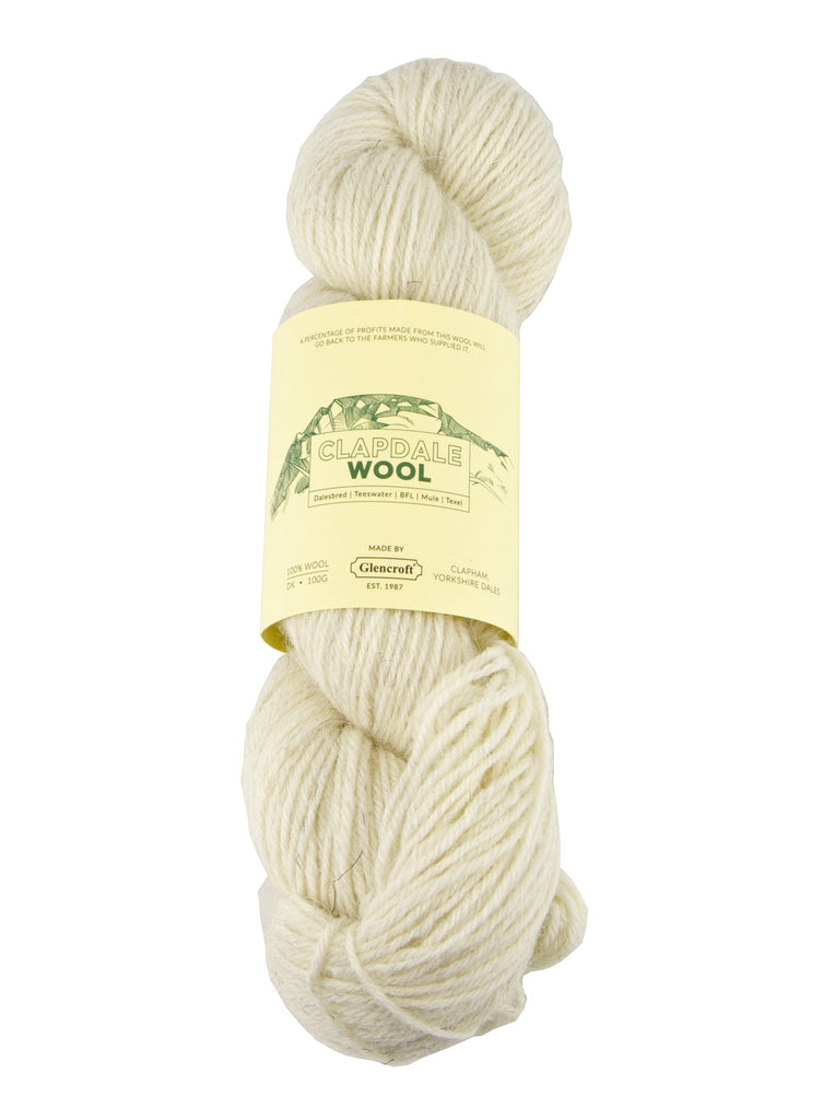 Clapdale Wool hand knit hank in natural undyed cream colour