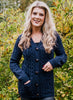 British Wool Long Aran Cardigan with Leather Buttons