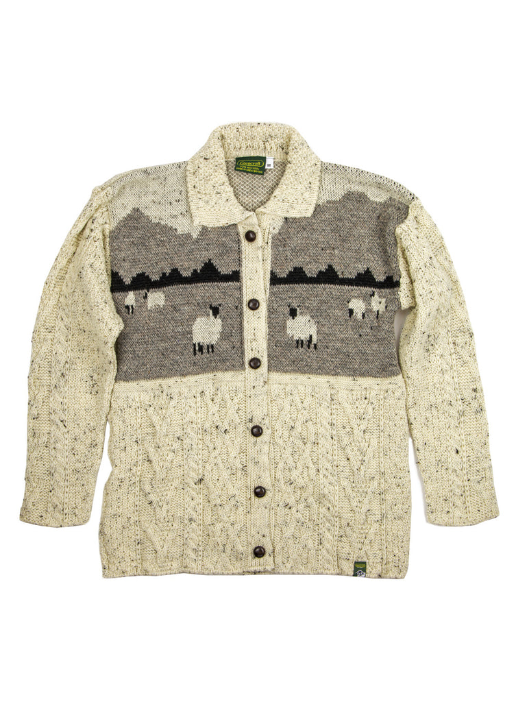 Dales Sheep British Wool Aran Cardigan