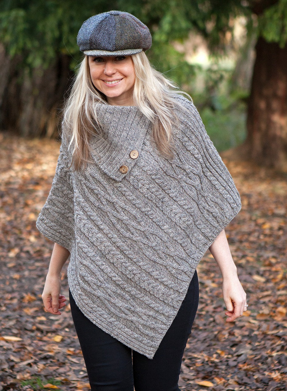 British Wool Ladies Aran Poncho