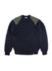 Tweed Patch Navy British Wool Chunky Sweater