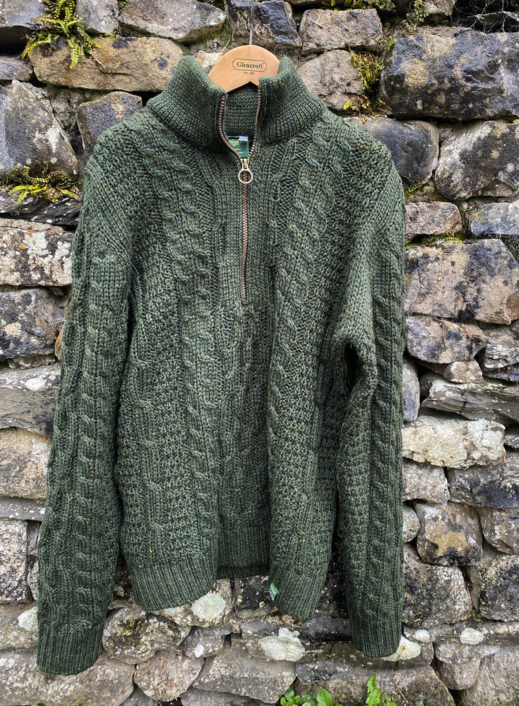 Keasden Zip Neck Aran British Wool Jumper