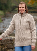 Zip Neck Aran British Wool Jumper