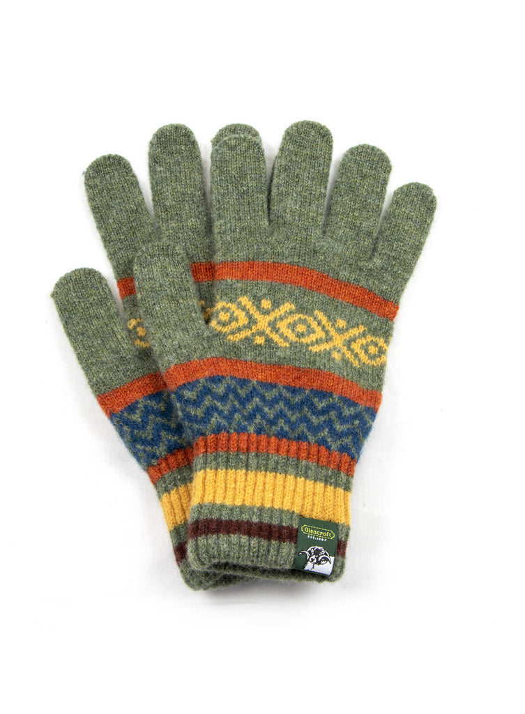 100% Lambswool Fair Isle Ladies Knitted Gloves